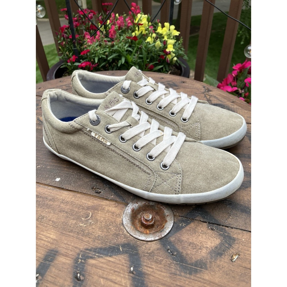 Taos Star Canvas Sneakers Women's US 9 Beige Lace Up Casual Shoes No Insoles